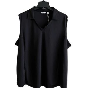 Lady Hagen Tank Sleeveless Blouse Black Solid Womens Size 3X